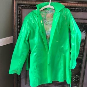 Juniors Neon Green Rain Coat